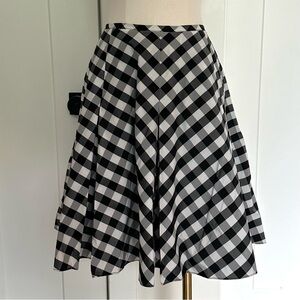Club Monaco Black and White Gingham Pleated Skirt